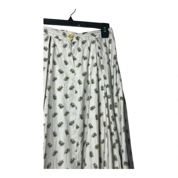 1485. VINTAGE 1970’s PRAIRIE SKIRT FULL SKIRT CREAM/PURPLE/GREEN COLOR FLORAL - Picture 6 of 8